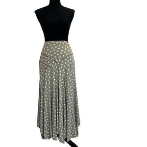 JOSEPH Ribkoff taupe brown cream polka dot asymmetrical handkerchief skirt Sz 4